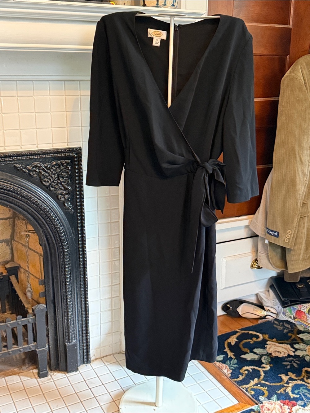 Talbots Black Wrap Midi Dress with Side Tie- worn a few times- great shape